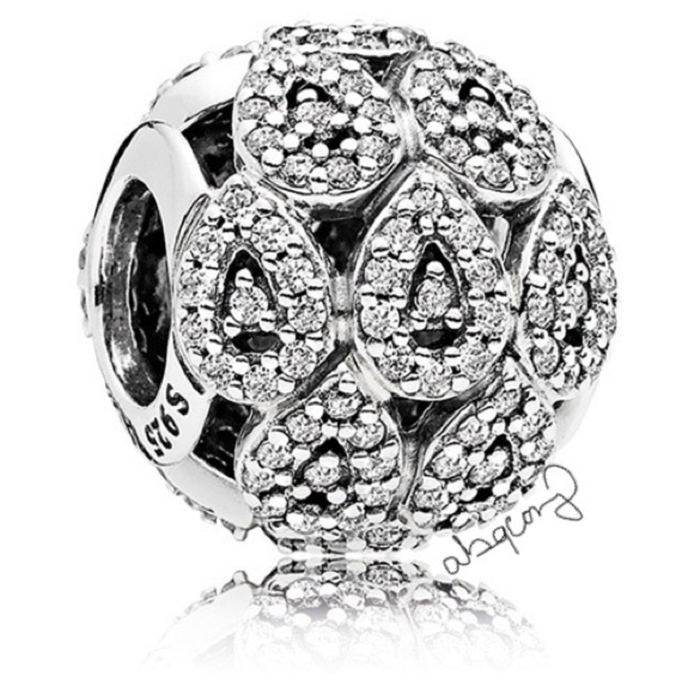 EUC Pandora 796271CZ Sterling Silver Cascading Glamour Charm w/ Clear Zirconias